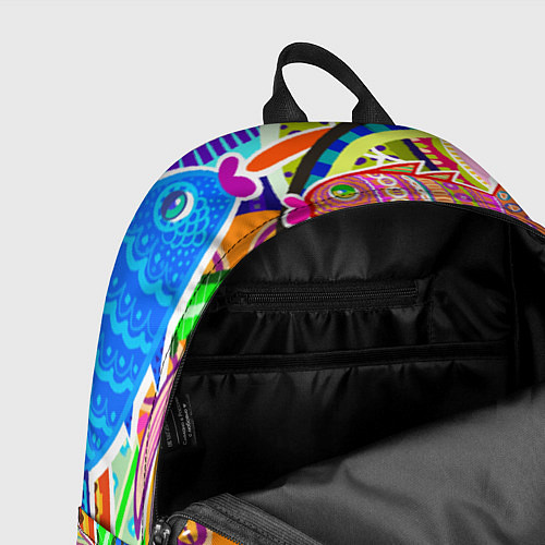 Рюкзак Разноцветные яркие рыбки на абстрактном цветном фо / 3D-принт – фото 4