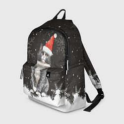 Рюкзак Новогодний Черный кот в кружке, цвет: 3D-принт