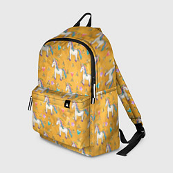 Рюкзак Единороги на желтом фоне, цвет: 3D-принт