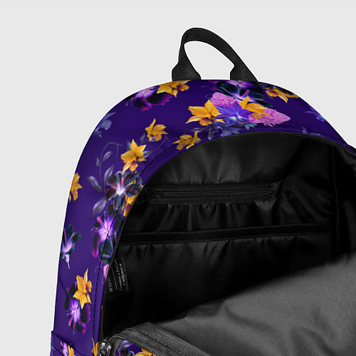 Рюкзак Цветы Разноцветные Ирисы На Синем Фоне / 3D-принт – фото 4