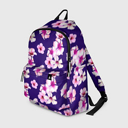 Рюкзак Цветы Розовые Гибискус На Синем Фоне, цвет: 3D-принт