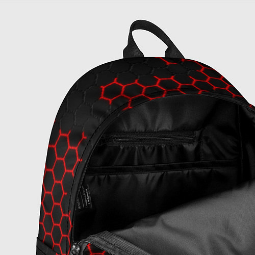 Рюкзак НАНОКОСТЮМ Black and Red Hexagon Гексагоны / 3D-принт – фото 4