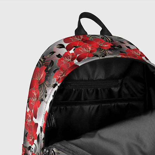 Рюкзак Красные абстрактные цветы / 3D-принт – фото 4