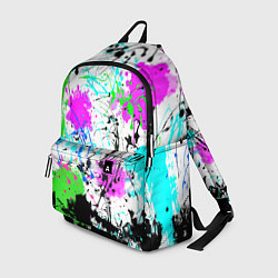Рюкзак Неоновые разноцветные пятна и брызги красок, цвет: 3D-принт