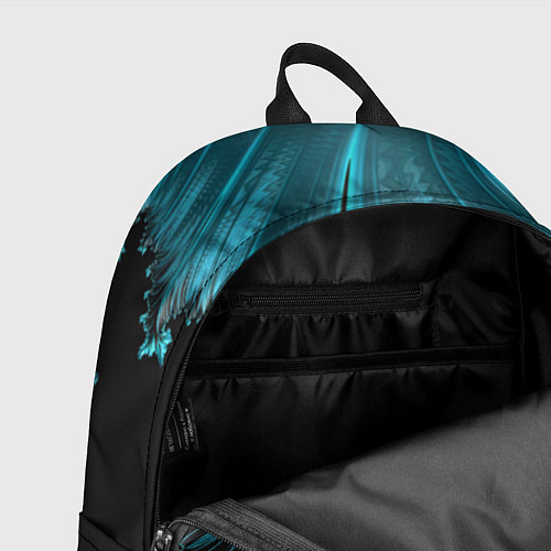 Рюкзак Черный с голубым неоновый фрактал Ледяная абстракц / 3D-принт – фото 4