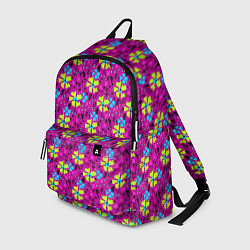 Рюкзак Цветочный узор на малиновом фоне