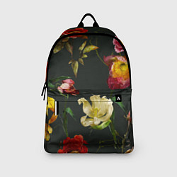 Рюкзак Цветы Нарисованные Красные Розы и Лилии На Коричне, цвет: 3D-принт — фото 2
