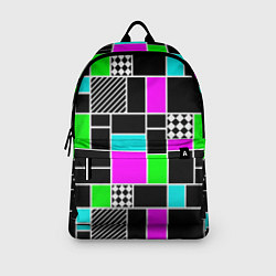 Рюкзак Неоновый геометрический узор на черном, цвет: 3D-принт — фото 2