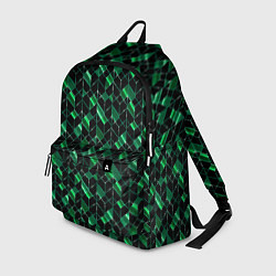 Рюкзак Геометрический узор, зеленые фигуры на черном, цвет: 3D-принт