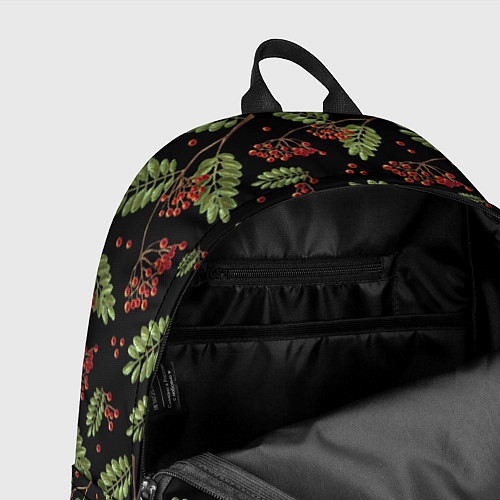 Рюкзак Ветки рябины на черном / 3D-принт – фото 4