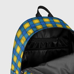 Рюкзак Желтый с синим клетчатый модный узор, цвет: 3D-принт — фото 2