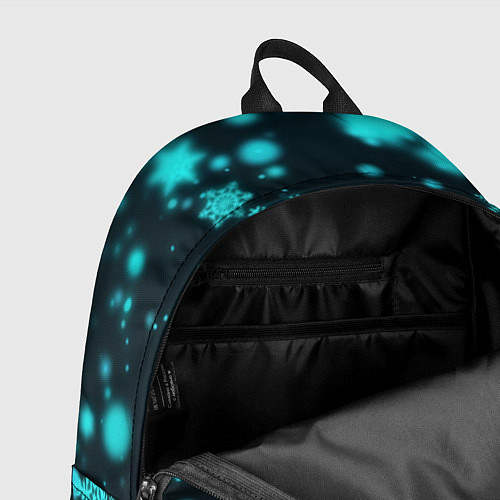 Рюкзак Неоновые снежинки на черном фоне / 3D-принт – фото 4