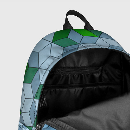 Рюкзак Зелёные и серые абстрактные кубы с оптической иллю / 3D-принт – фото 4