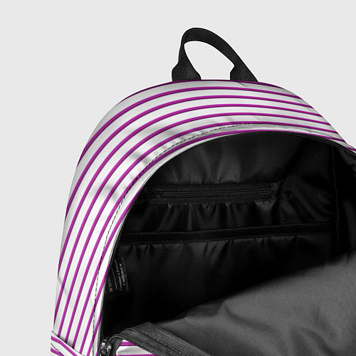 Рюкзак Полосатый паттерн бело-розового цвета / 3D-принт – фото 4
