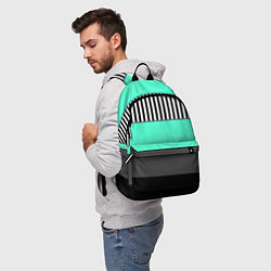 Рюкзак Полосатый зеленый с черным и белым узор, цвет: 3D-принт — фото 2