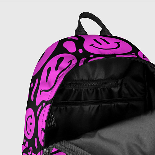Рюкзак Кислотный розовый в смайликах / 3D-принт – фото 4
