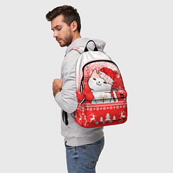 Рюкзак Новогодний милый котик, цвет: 3D-принт — фото 2
