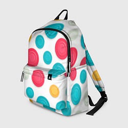 Рюкзак Белый фон и абстрактные разноцветные объёмные окру, цвет: 3D-принт