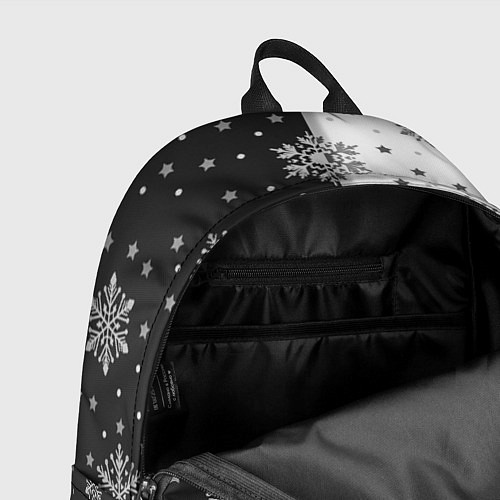 Рюкзак Рождественские снежинки на черно-белом фоне / 3D-принт – фото 4