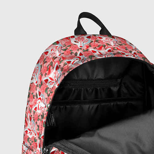 Рюкзак Маски лисиц кицунэ и цветущая камелия / 3D-принт – фото 4
