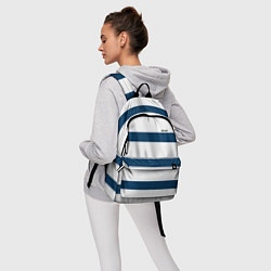 Рюкзак Бело-синий полосатый узор, цвет: 3D-принт — фото 2