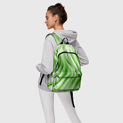 Рюкзак Белые и зеленый волны, цвет: 3D-принт — фото 2