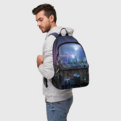 Рюкзак Большой город в розово-голубых огнях, цвет: 3D-принт — фото 2