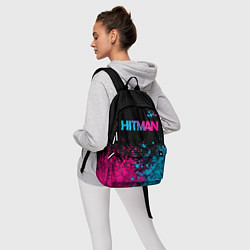 Рюкзак Hitman - neon gradient: символ сверху, цвет: 3D-принт — фото 2