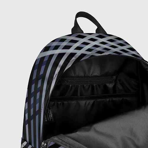 Рюкзак Белые и серые полосы на синем фоне / 3D-принт – фото 4