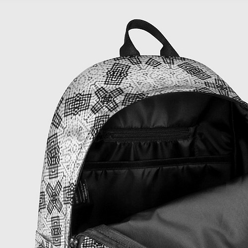 Рюкзак Черно-белый ажурный кружевной узор Геометрия / 3D-принт – фото 4
