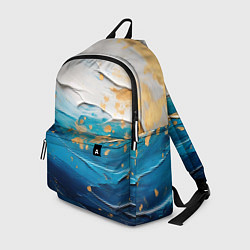 Рюкзак Белый, синий, золотой импасто абстракция, цвет: 3D-принт