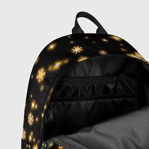 Рюкзак Новый 2024 год - золотые снежинки / 3D-принт – фото 4