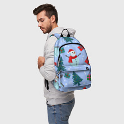 Рюкзак Снеговики с новогодними подарками паттерн, цвет: 3D-принт — фото 2