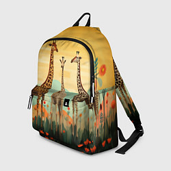 Рюкзак Три жирафа в стиле фолк-арт, цвет: 3D-принт