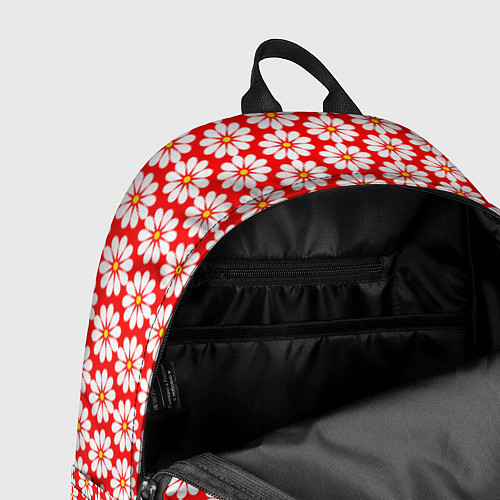 Рюкзак Белые ромашки на красном / 3D-принт – фото 4