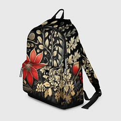 Рюкзак Новогодние цветы и листья, цвет: 3D-принт