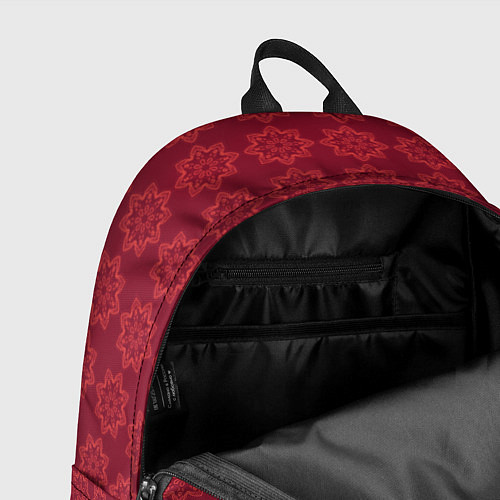Рюкзак Цветочный стилизованный паттерн бордовый / 3D-принт – фото 4