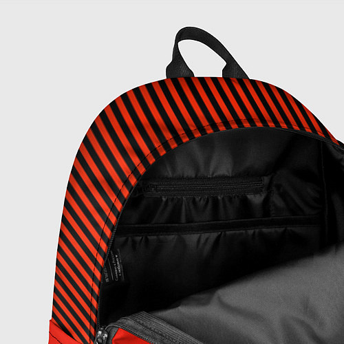 Рюкзак Оранжево черный комбинированный узор в полоску / 3D-принт – фото 4