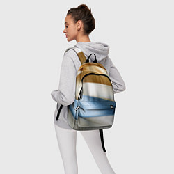 Рюкзак Золотые и голубые волнистые вставки на белом фоне, цвет: 3D-принт — фото 2