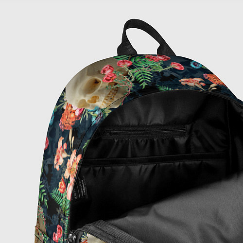 Рюкзак Узор из черепов с цветами и листьями / 3D-принт – фото 4