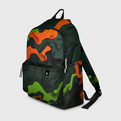 Рюкзак Зеленые и оранжевые кляксы, цвет: 3D-принт