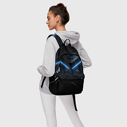 Рюкзак Синяя неоновая полоса на черном фоне, цвет: 3D-принт — фото 2