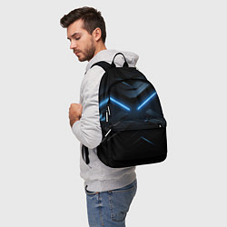 Рюкзак Синяя неоновая полоса на черном фоне, цвет: 3D-принт — фото 2