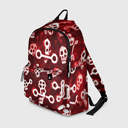 Рюкзак Белые черепки и кости на красном фоне, цвет: 3D-принт