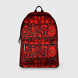 Рюкзак Хохломская роспись красные цветы и ягоды на чёрном, цвет: 3D-принт — фото 2