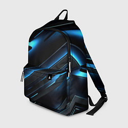 Рюкзак Черный абстрактный фон и синие неоновые вставки