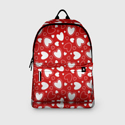 Рюкзак Белые сердечки на красном фоне, цвет: 3D-принт — фото 2