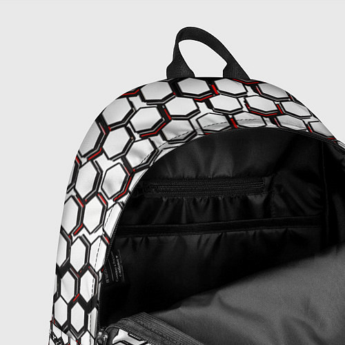 Рюкзак Киберпанк узор из шестиугольников красный / 3D-принт – фото 4