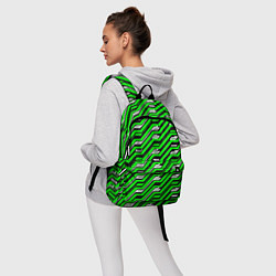 Рюкзак Чёрно-зелёный линейный узор киберпанк, цвет: 3D-принт — фото 2