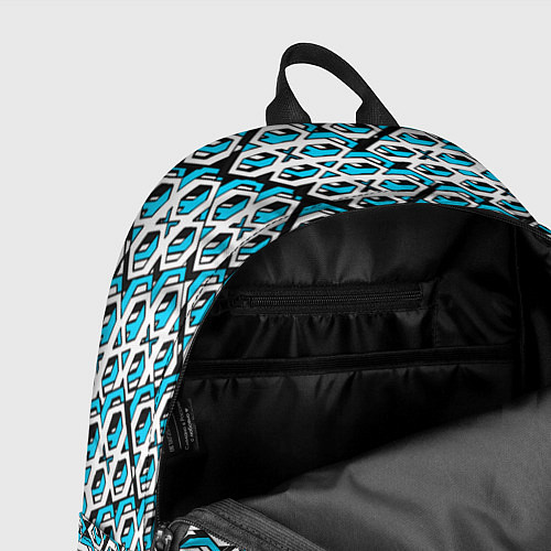 Рюкзак Сине-белый узор на чёрном фоне / 3D-принт – фото 4